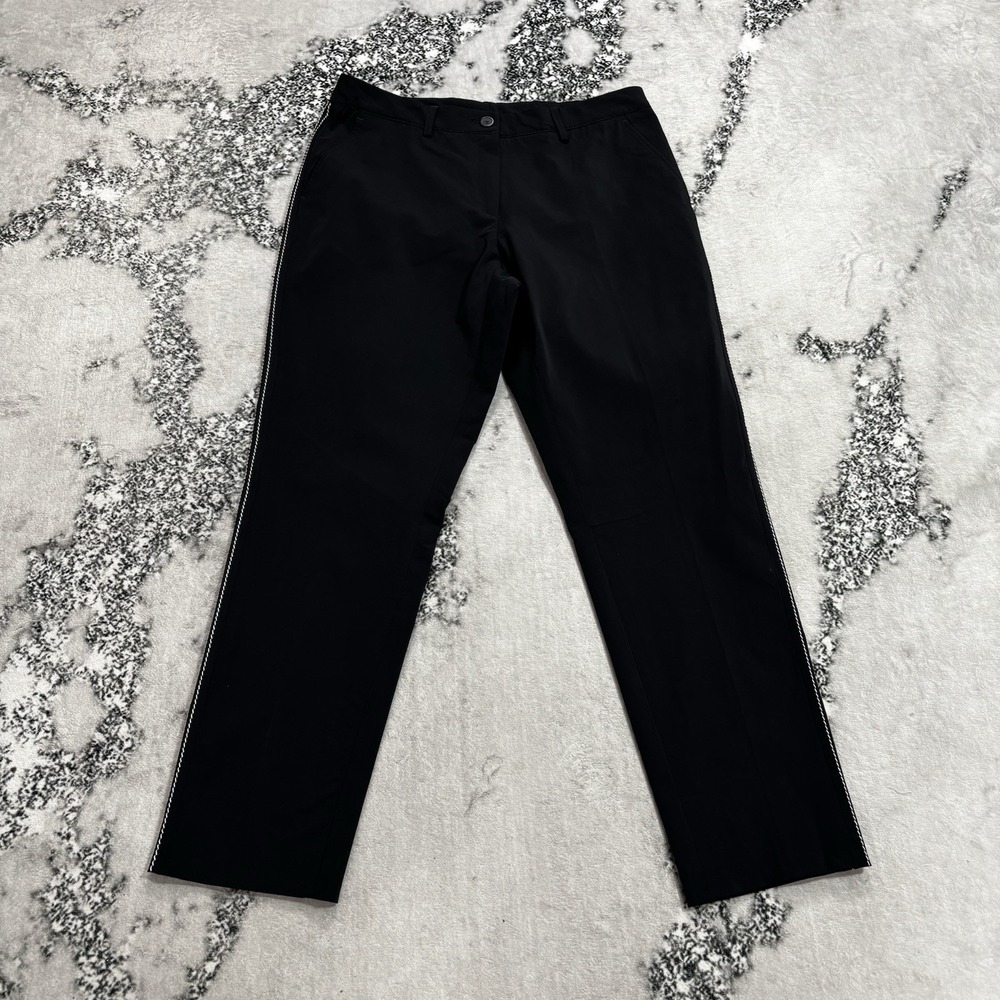 Brax Style Maron Womens Size 12 Black Pants Stretch Side Stripe